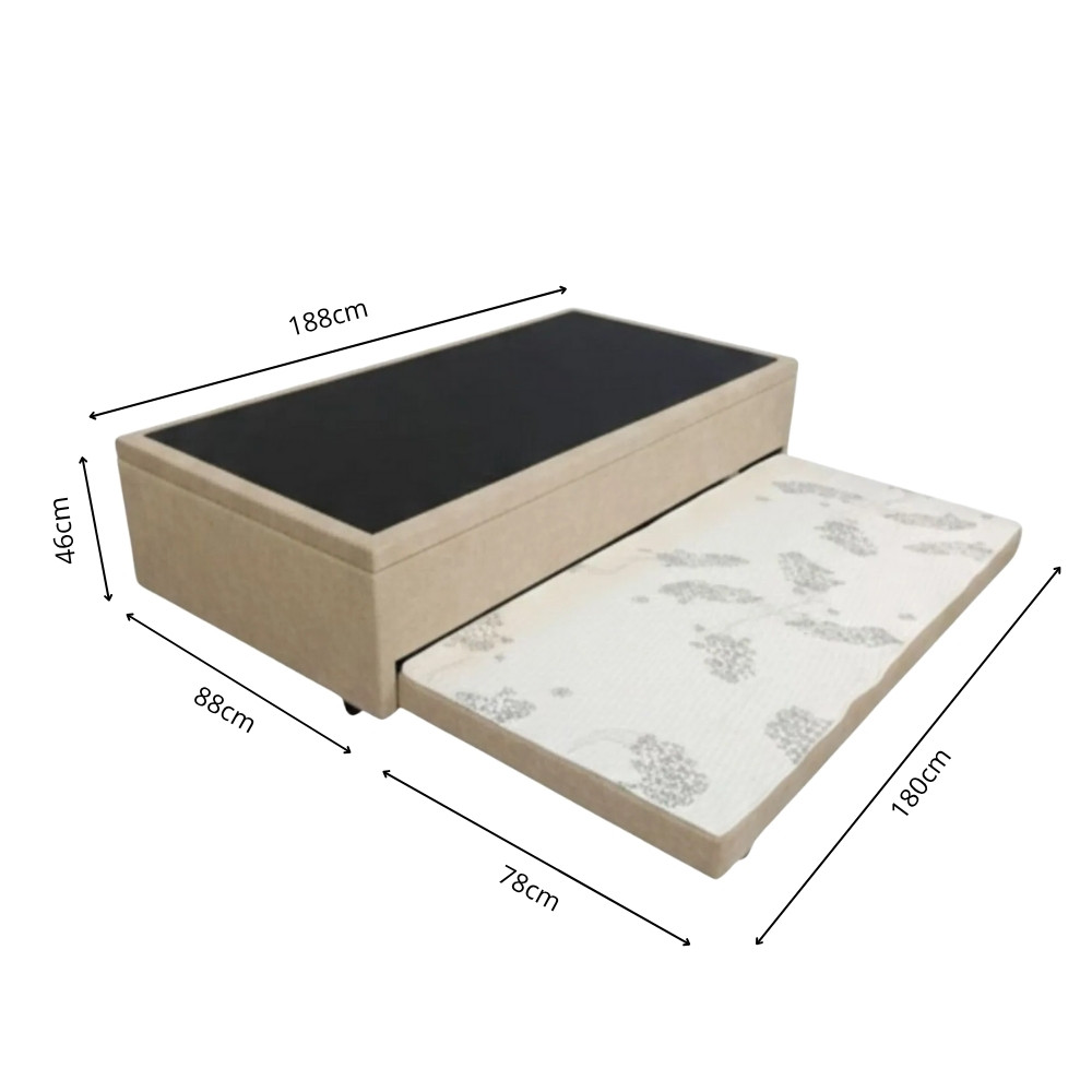 Conjunto Box Baú Solteiro Cama Auxiliar e Colchão Gazin Molas Bonnel