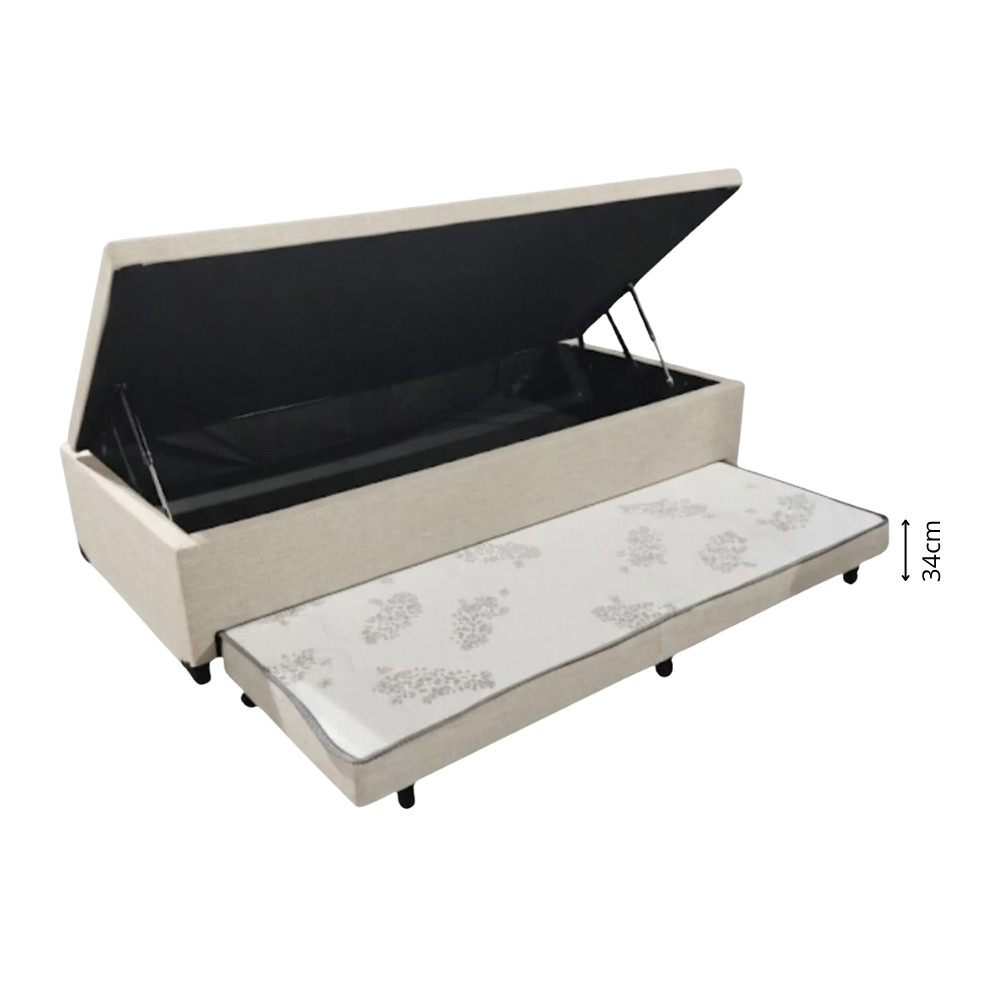 Conjunto Box Baú Solteiro Cama Auxiliar e Colchão Gazin Molas Bonnel