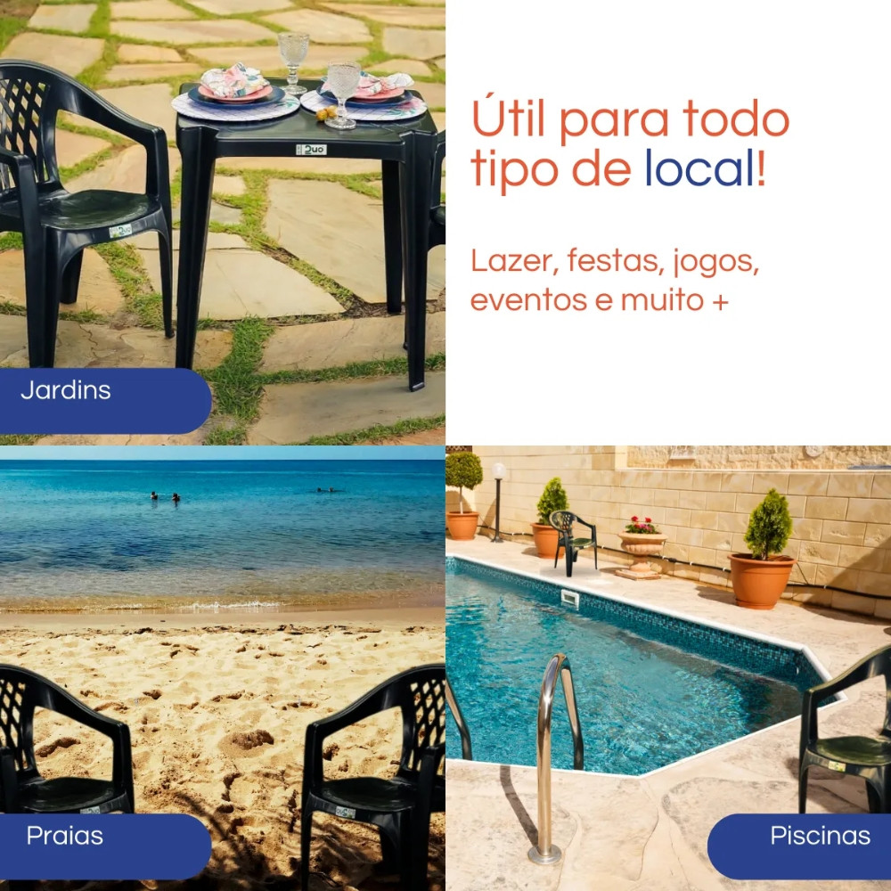 Kit 6 Cadeiras de Plástico com Braço Duo Bella Duoplastic Empilháveis