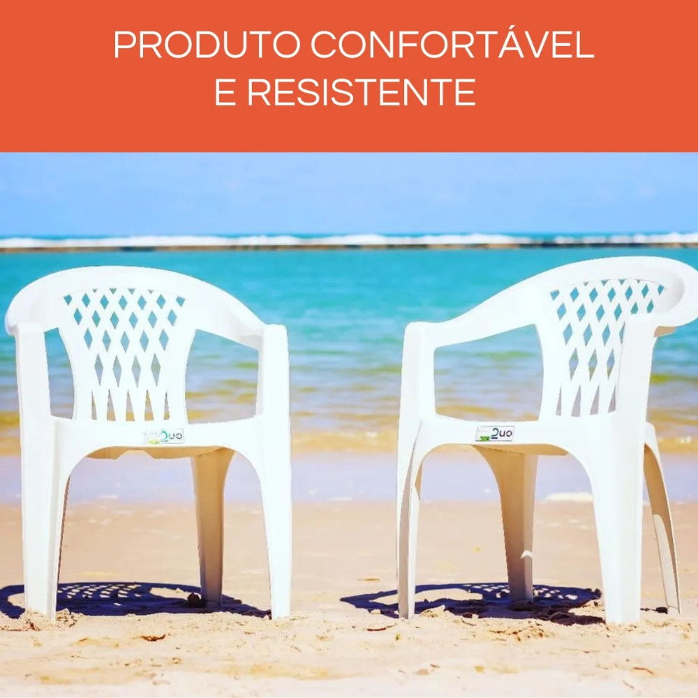 Kit 12 Cadeiras de Plástico com Braço Duo Bella Duoplastic Empilháveis