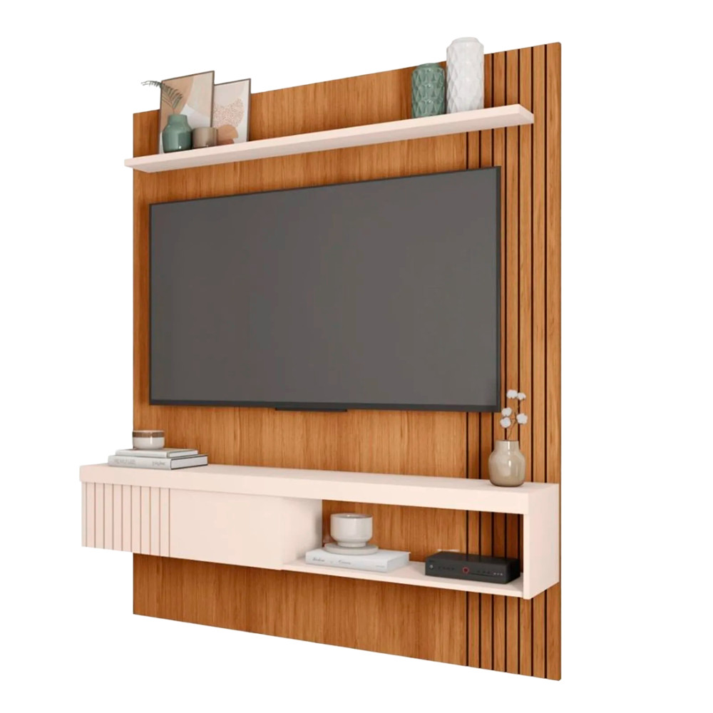 Kit Sofá Ferguile Genebra 3 Lugares Retrátil com USB e Painel TV 55 Esmeralda Caemmun