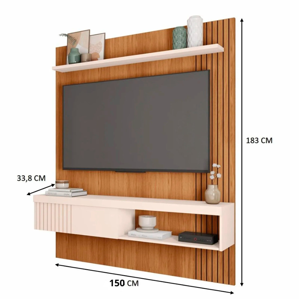Imagem 9 de 10 de Kit Sofá Ferguile Genebra 3 Lugares Retrátil com USB e Painel TV 55 Esmeralda Caemmun