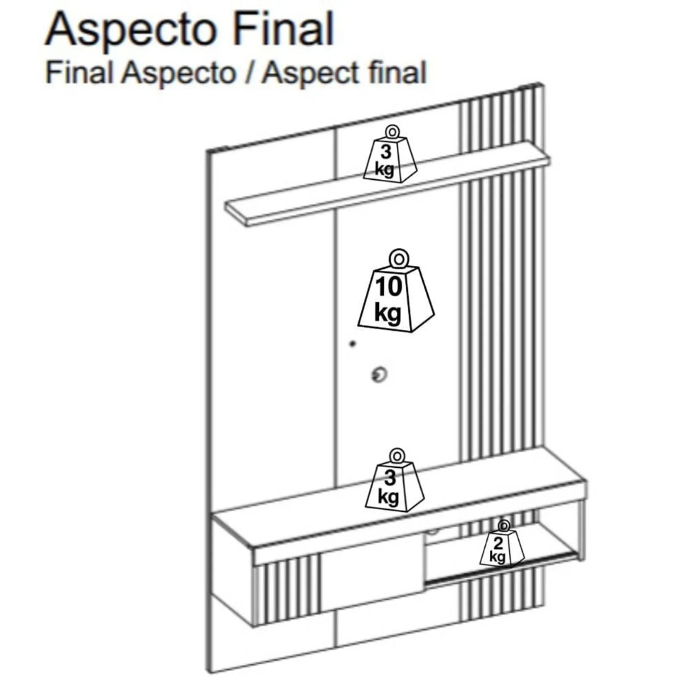 Kit Sofá Matielo América 3 Lugares Retrátil Reclinável com Painel TV 45 Jade Caemmun