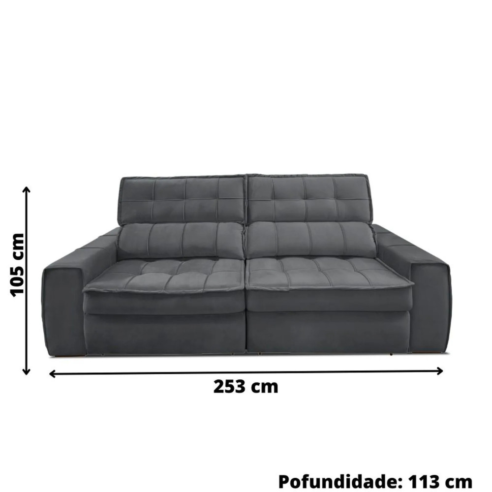 Kit Sofá Matielo América 3 Lugares Retrátil Reclinável com Painel TV 45 Jade Caemmun