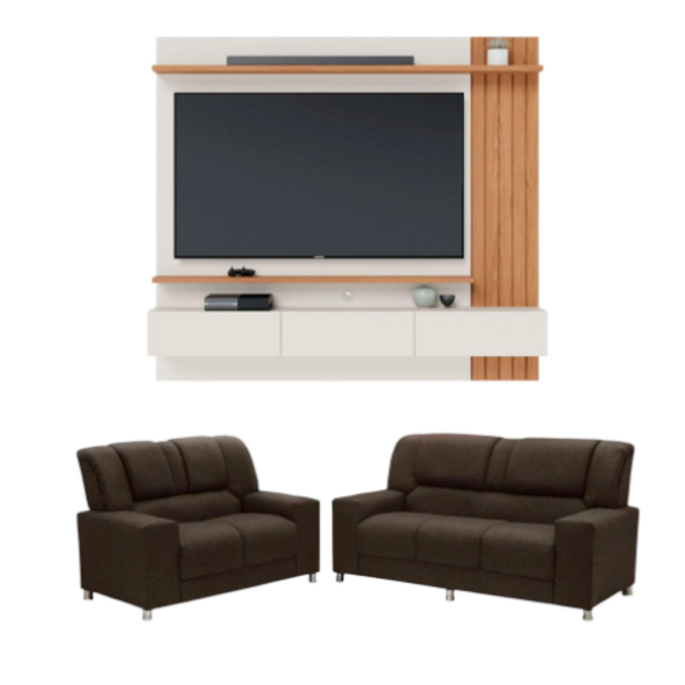 Kit Sofás Sandero 2 e 3 Lugares com Home Suspenso Juriti Colibri para TV