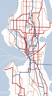 Map showing Metro's plan for frequent service in the city in 2040