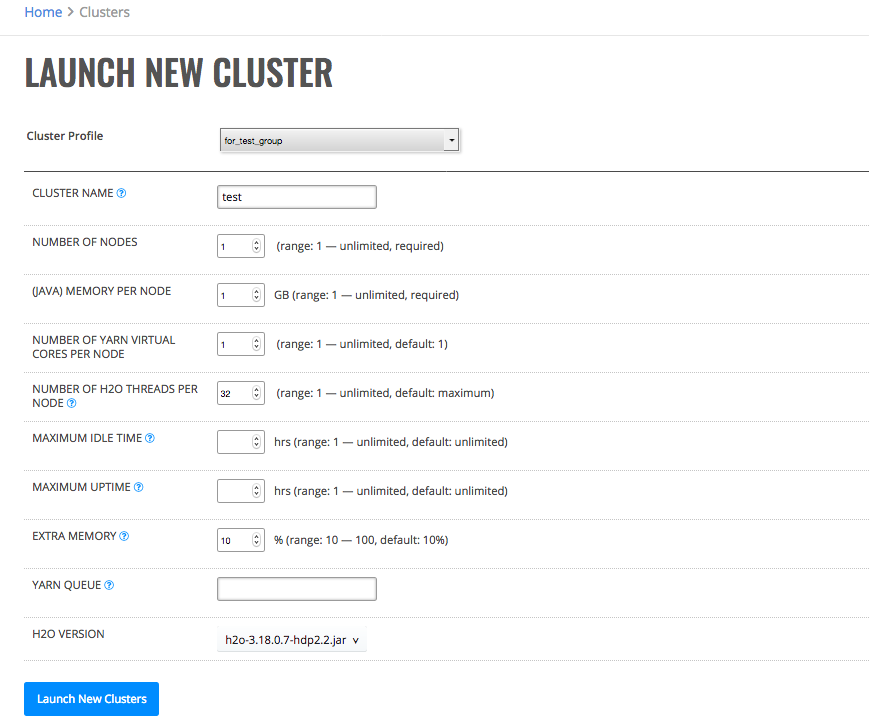 Launch new cluster