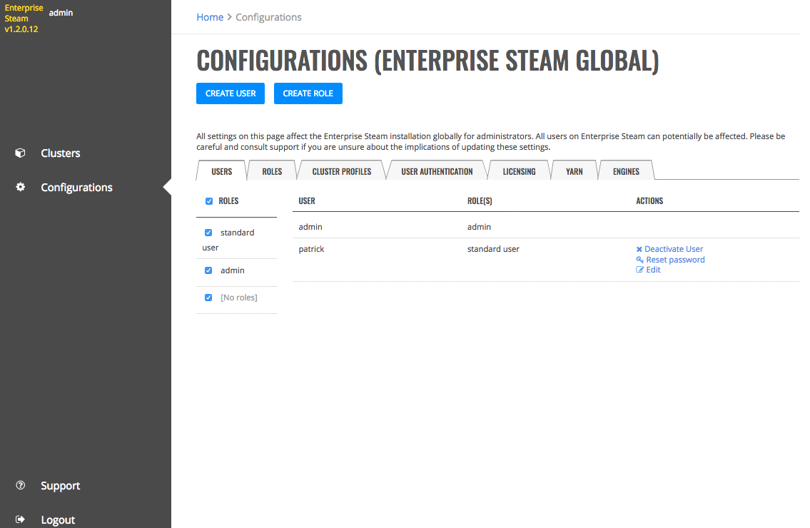 Users page
