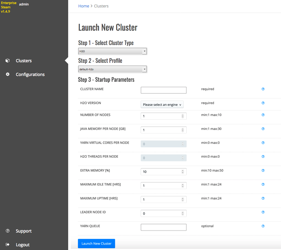 Launch new cluster