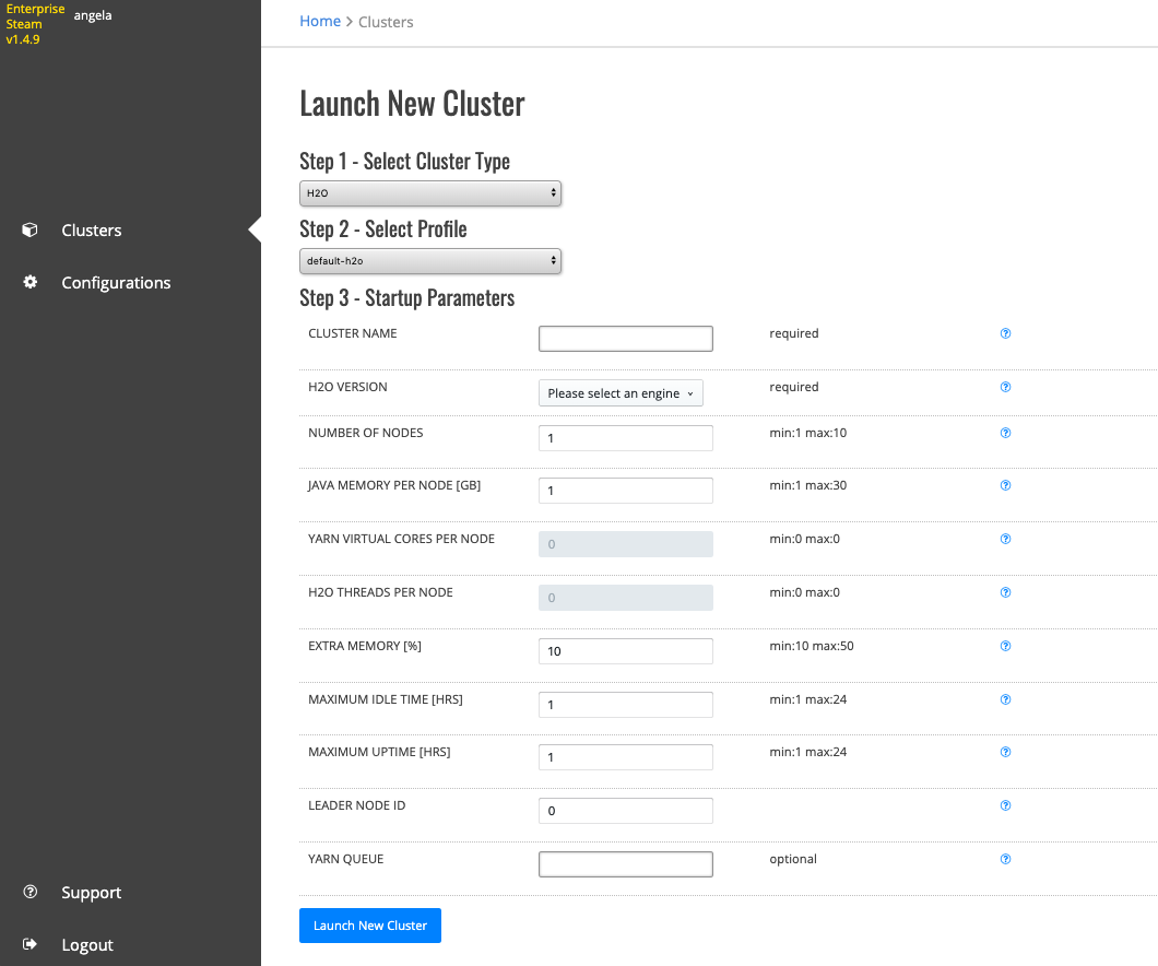 Launch new cluster