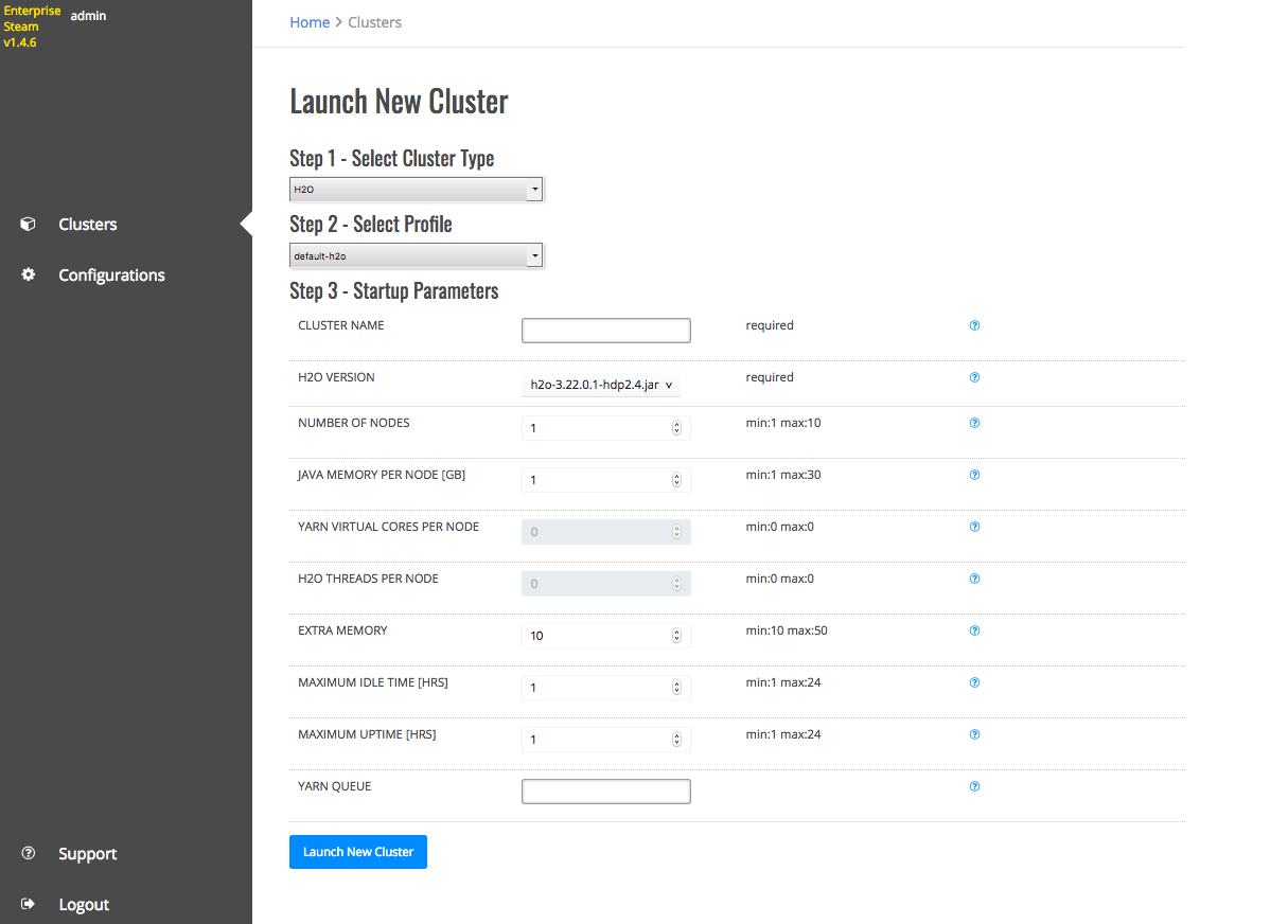 Launch new cluster