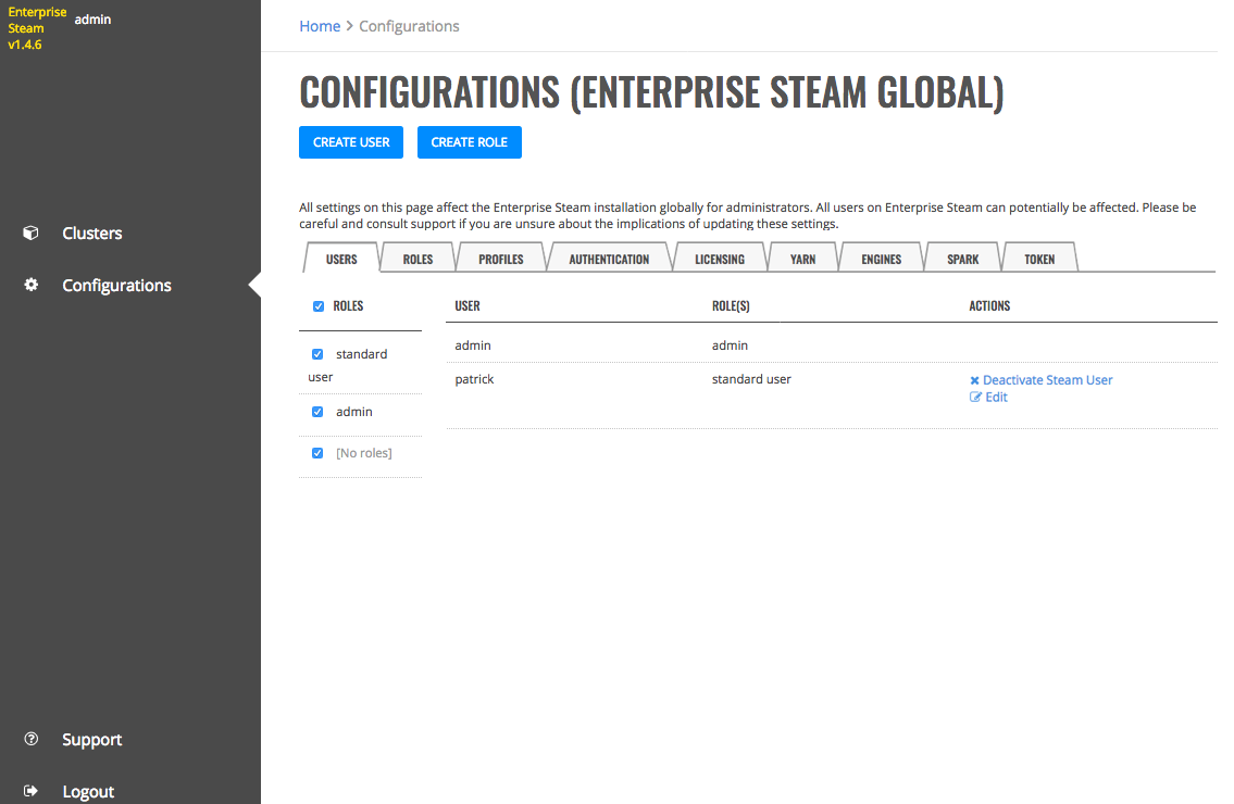 Users page