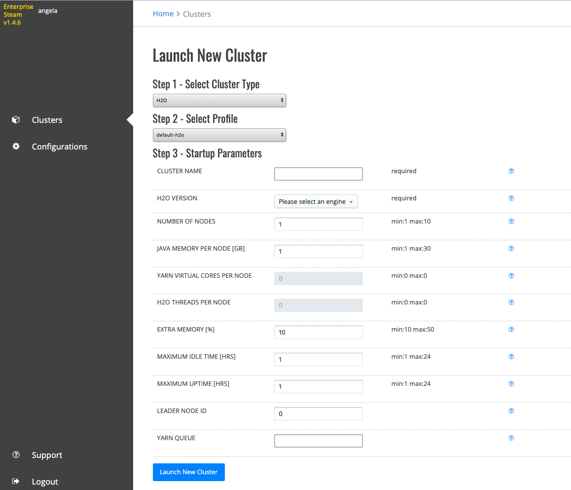 Launch new cluster