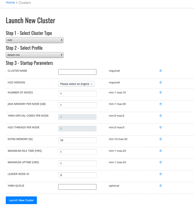Launch new cluster