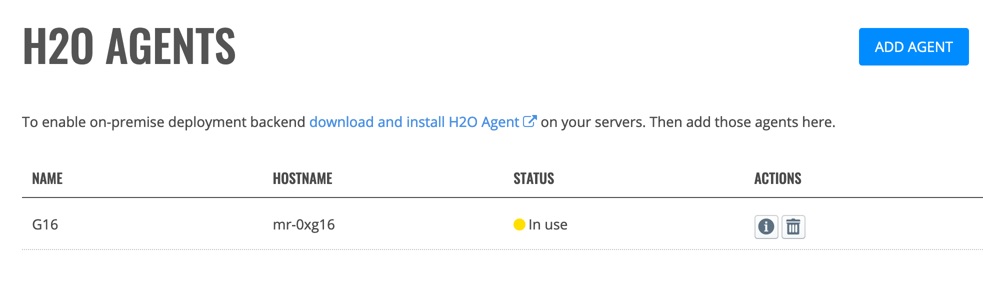H2O Agents page