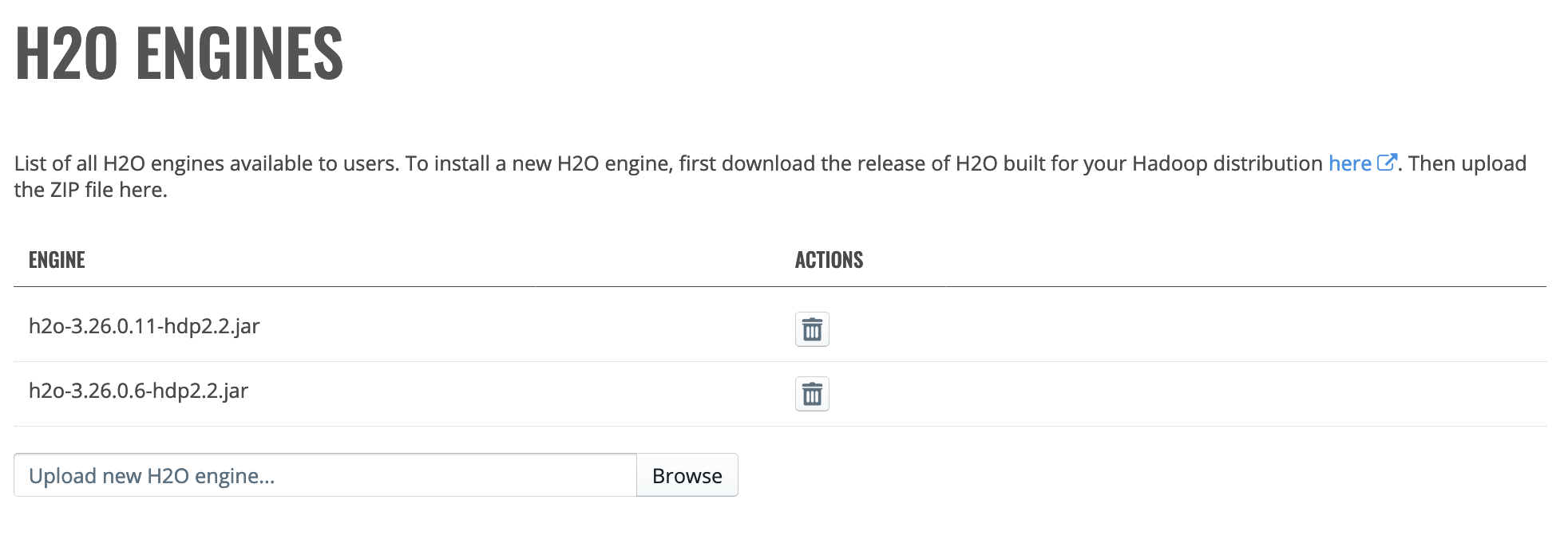 H2O engines section