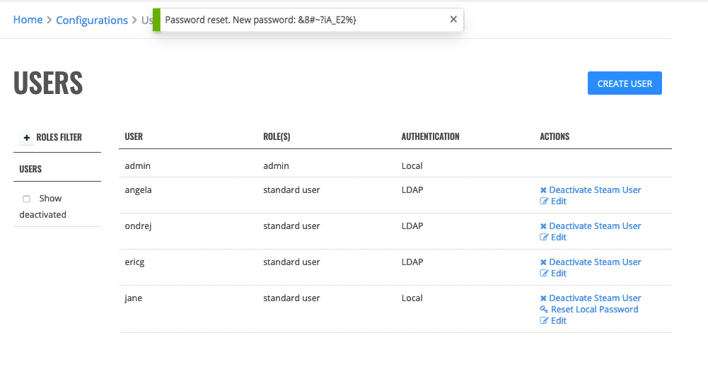 Reset user's password