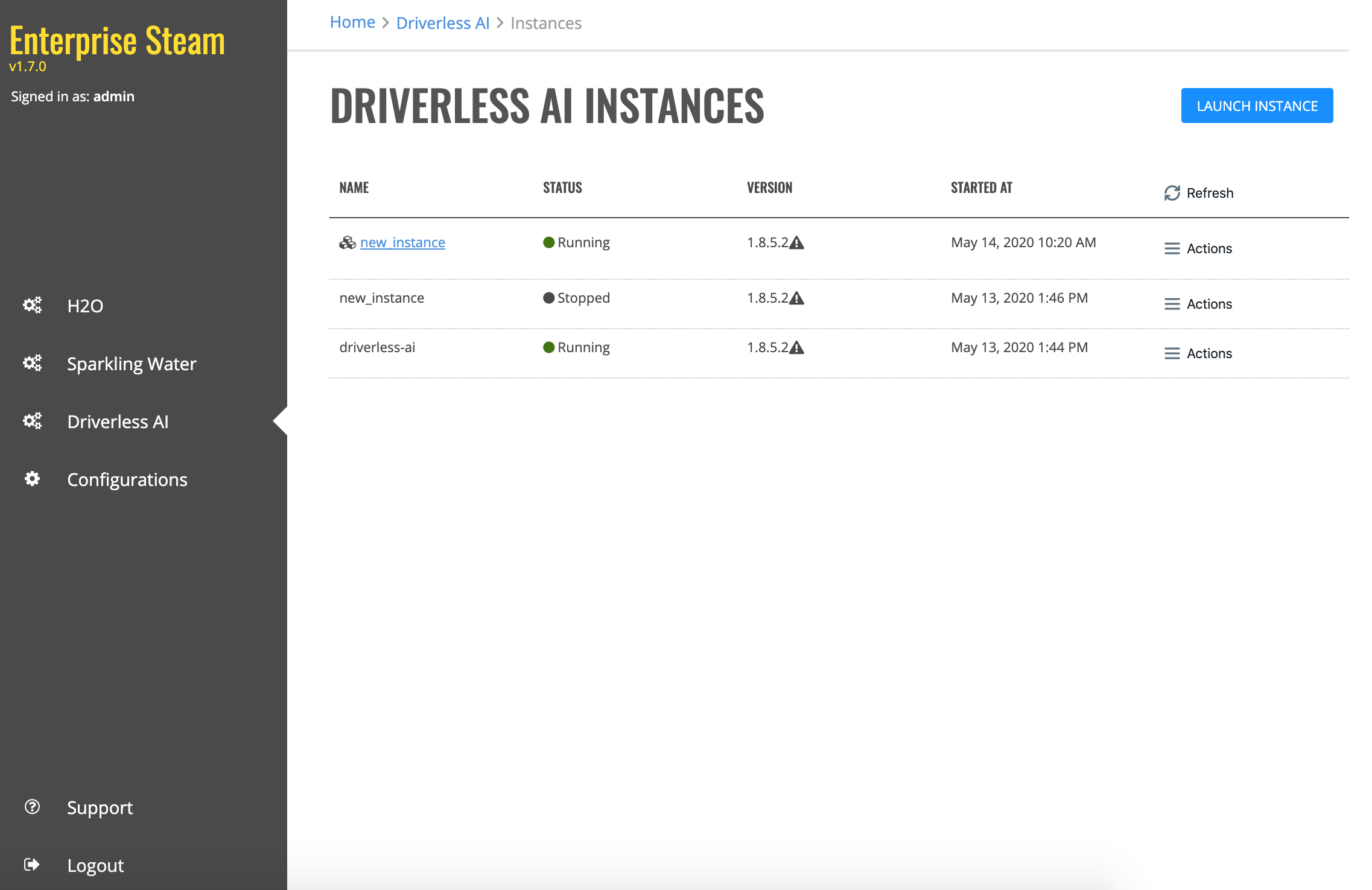 Diverless AI Instance page