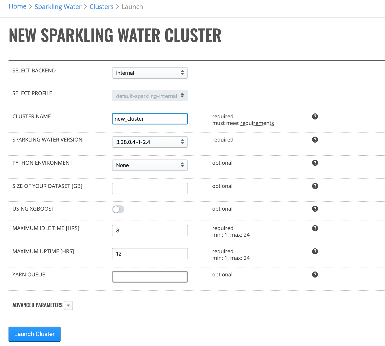 Launch SW Cluster