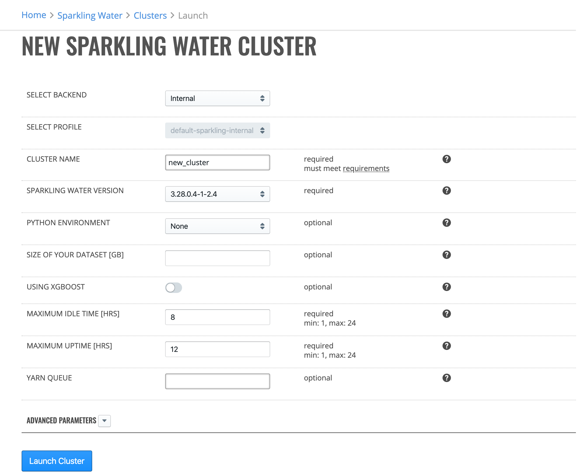 Launch Sparkling Water Cluster