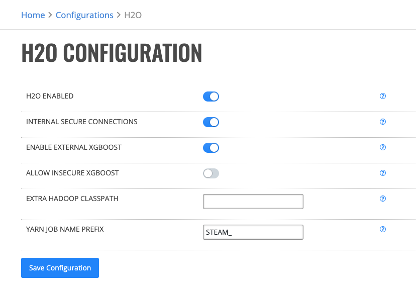 H2O configuration
