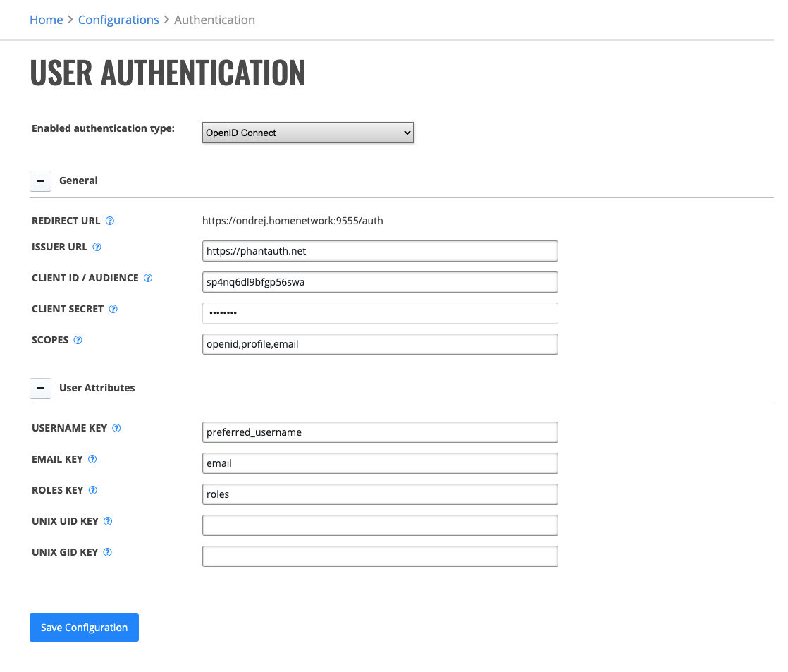 OpenID Connect Configuration