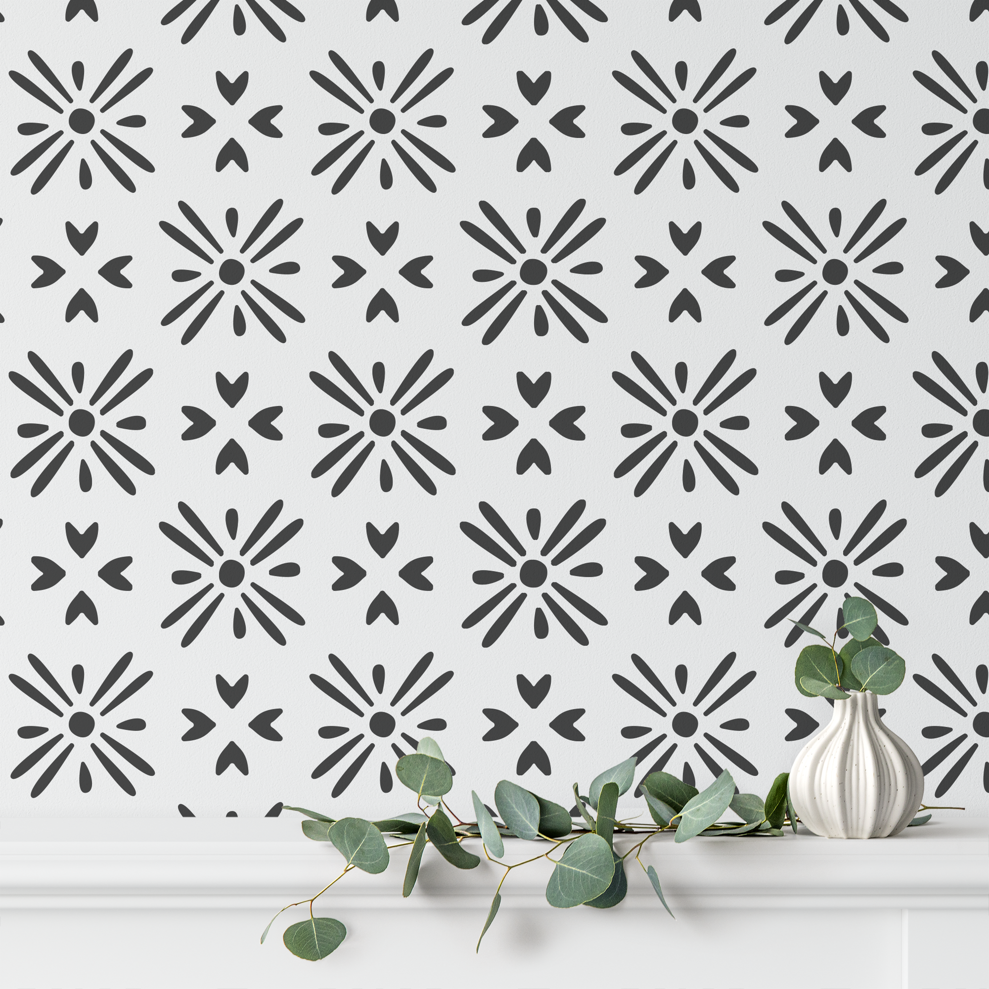 Zia Burst Pattern Wall Stencils - Stencil Revolution