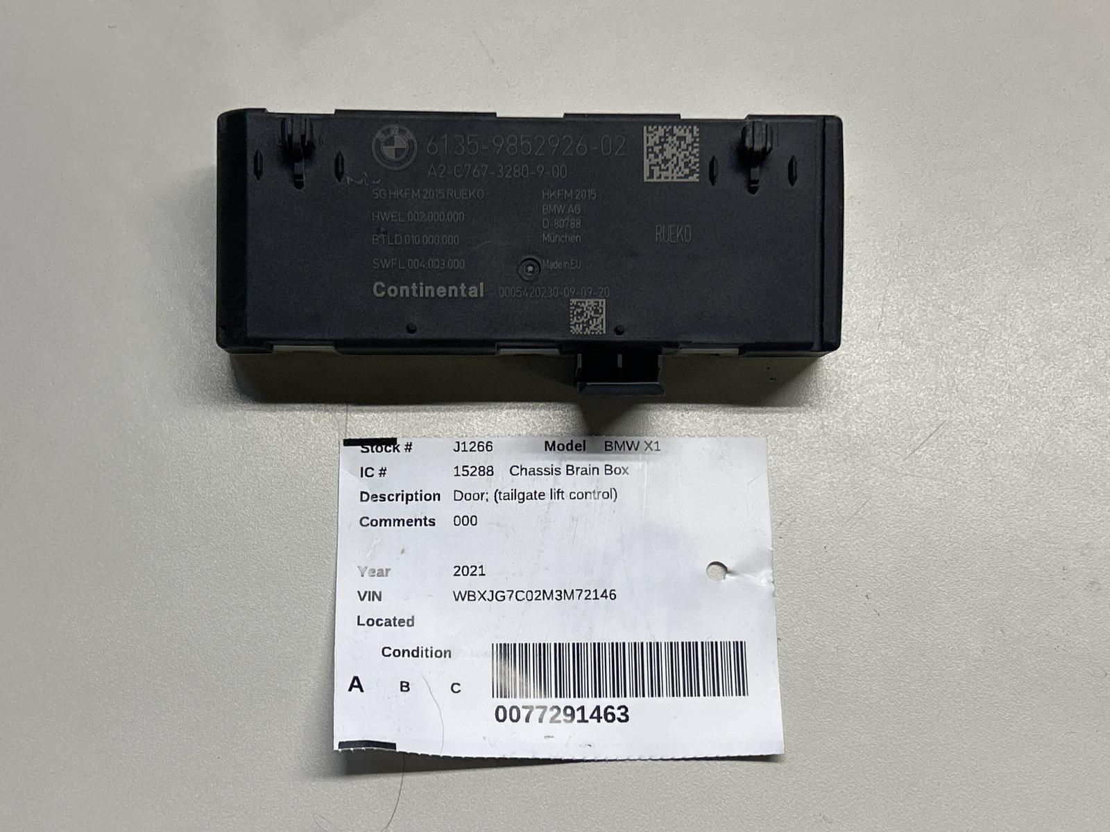 2021-2022 BMW X1 Tailgate Lift Control Module; (6135-9852926-02