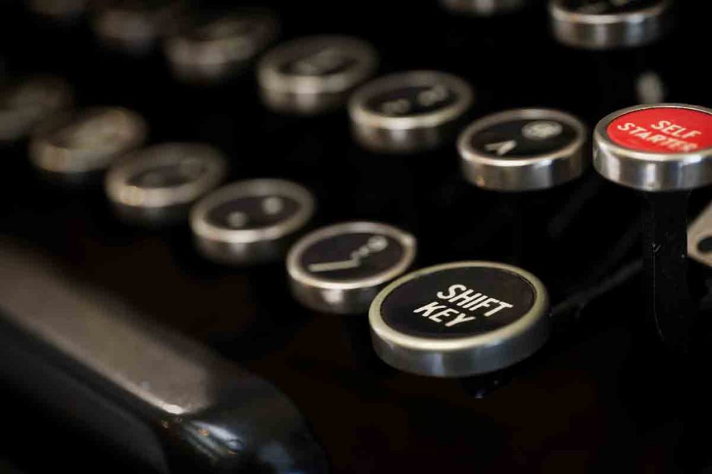 Closeup of shift key on typewriter StockFreedom Premium Stock