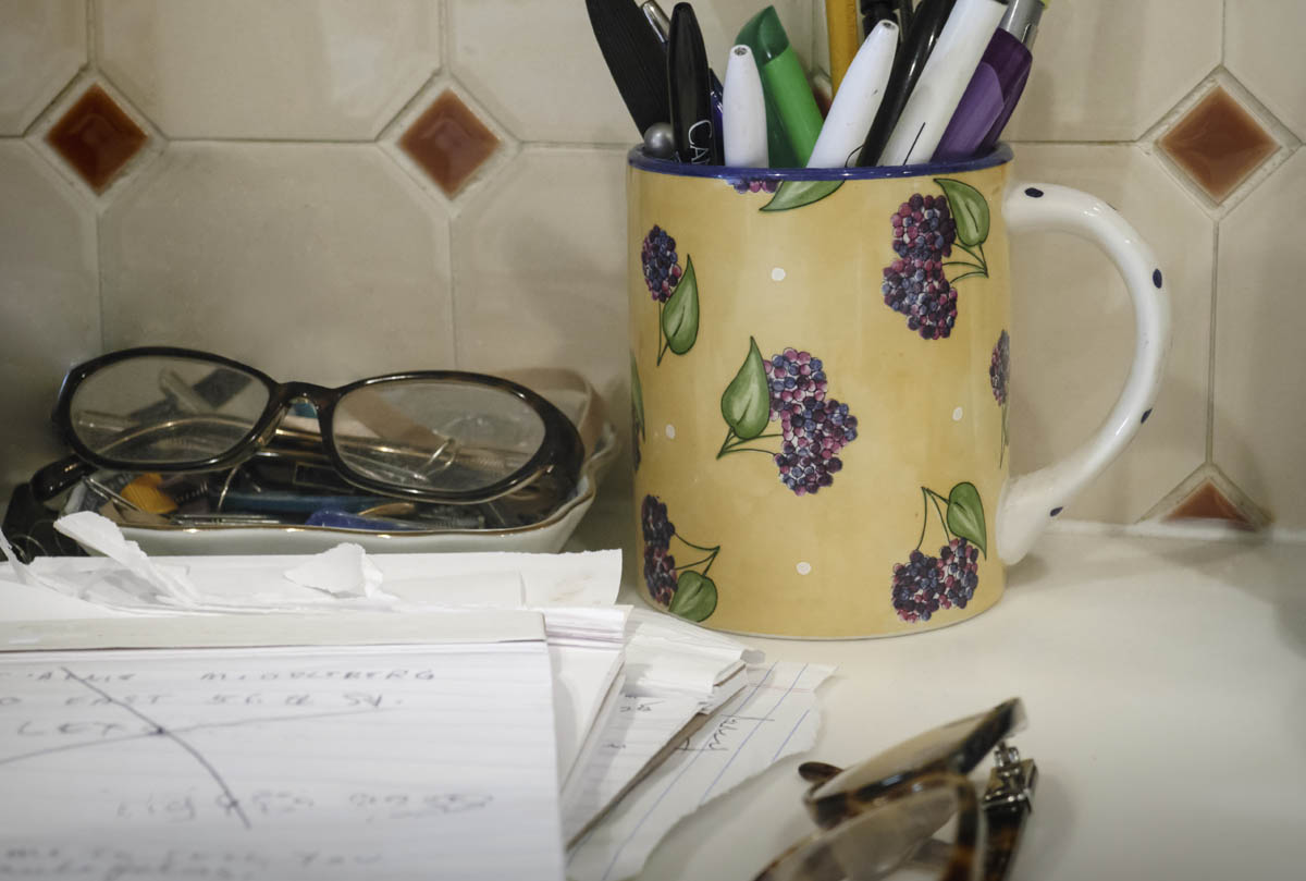 Desk organizer by documents and eyeglasses on kitchen counter StockFreedom Premium Stock