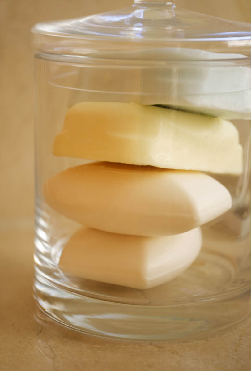 Closeup of soaps in glass jar StockFreedom Premium Stock Photography