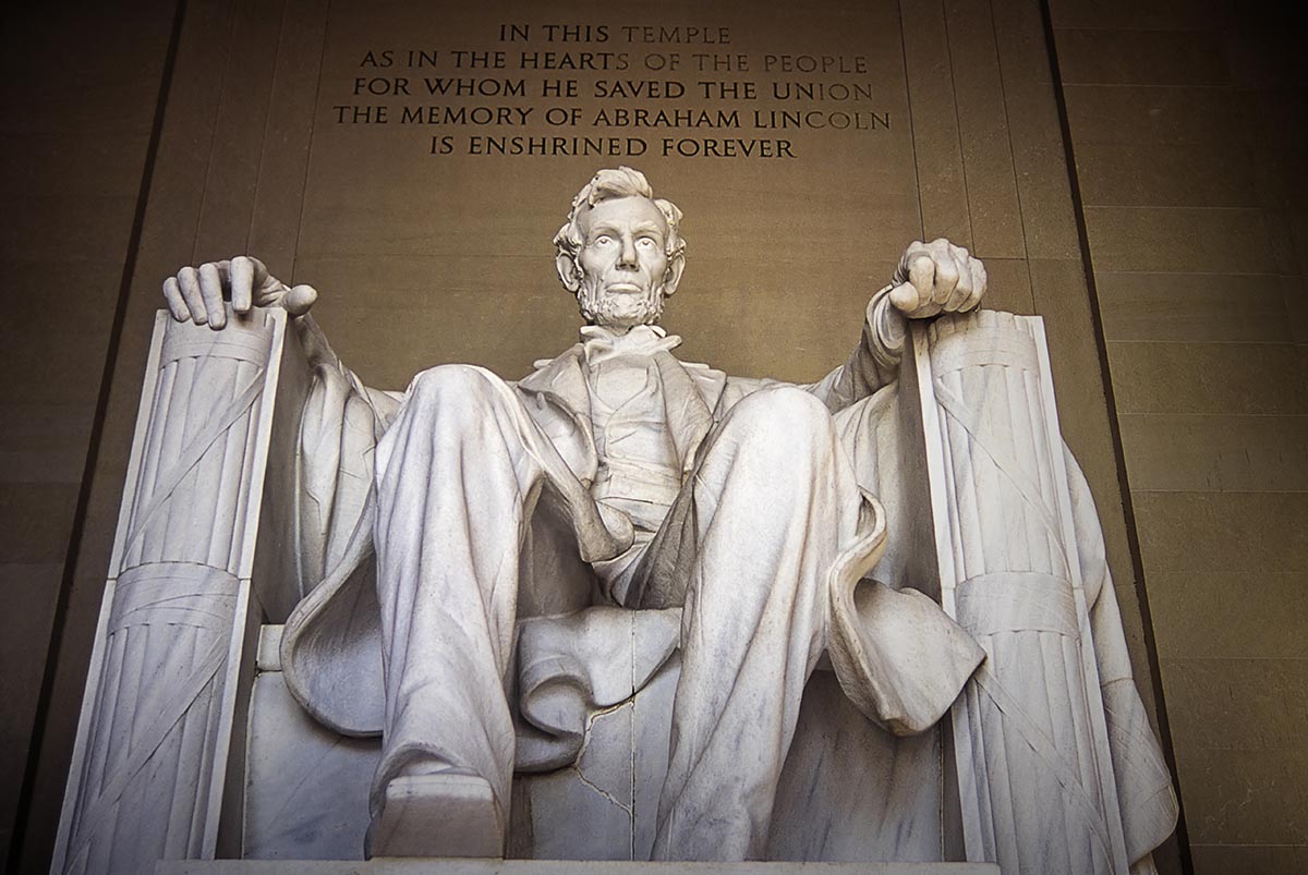 Statue of the president in the Lincoln Memorial, Washington D. C