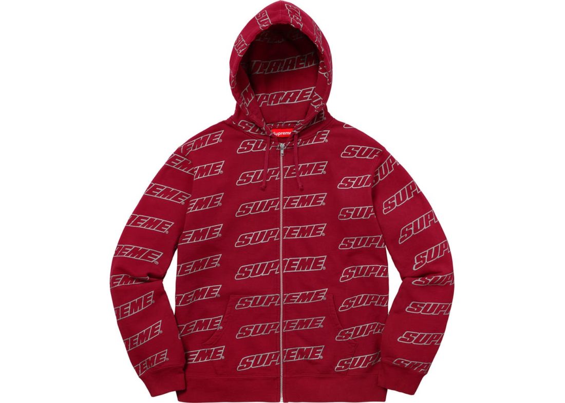 supreme zip up hoodie red