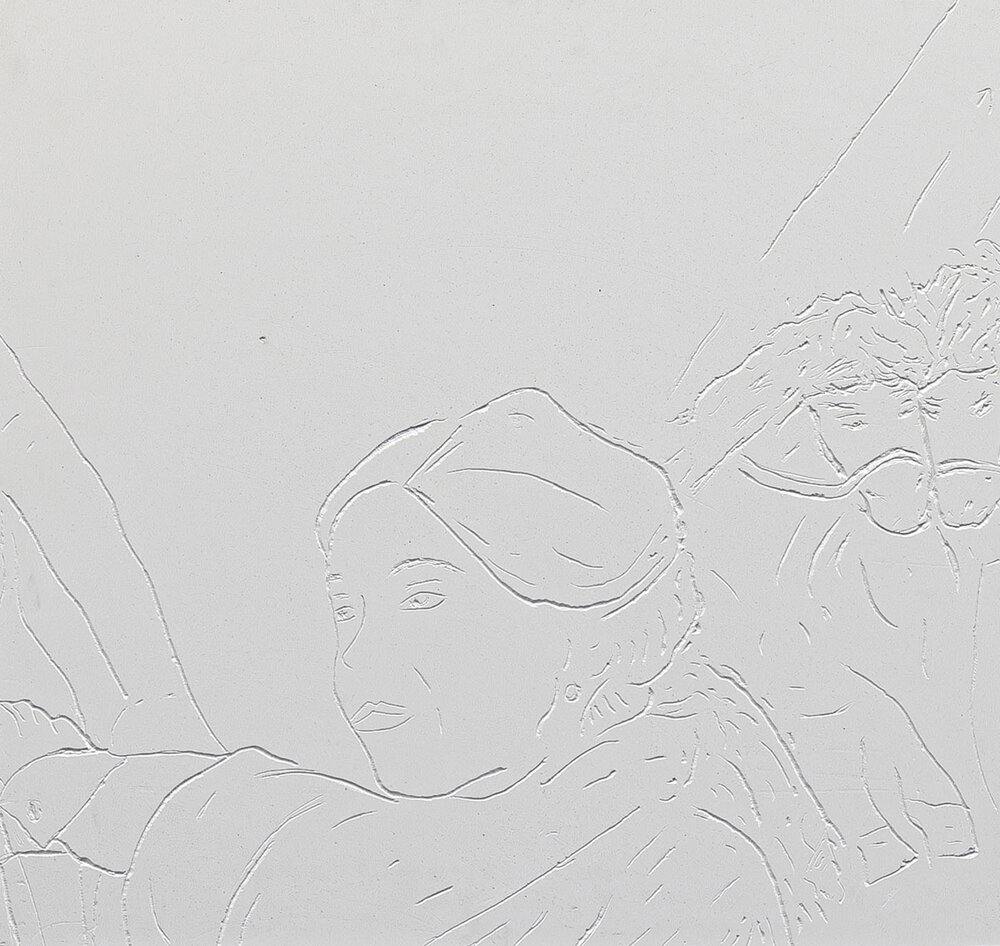 De la serie Espejo de agua-Lola en el taller-fragmento del mural