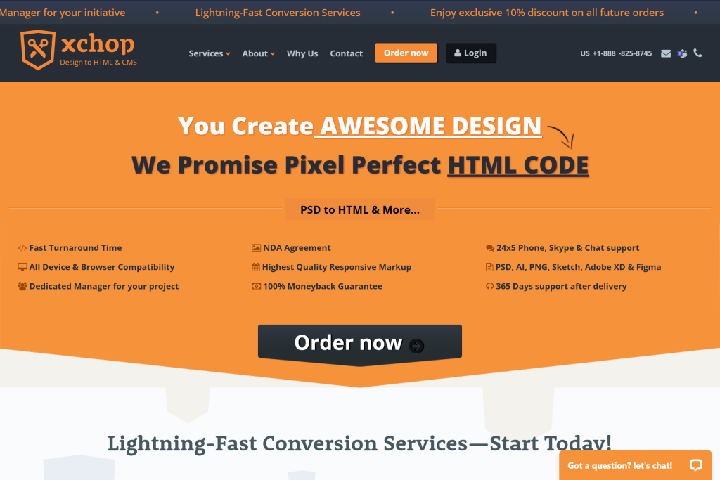 XHTML Chop PSD to HTML Service
