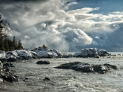 storm crossing lake superior - 