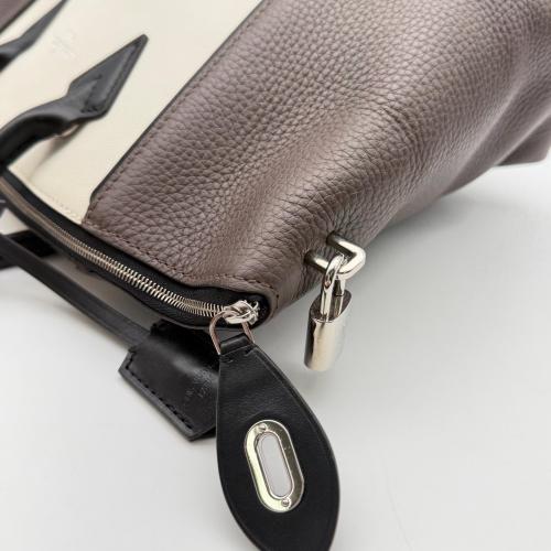 Louis Vuitton White and Brown Taurillon Leather Soft Lockit Bag photo 3
