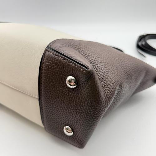 Louis Vuitton White and Brown Taurillon Leather Soft Lockit Bag photo 4