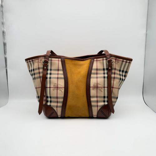 Burberry Haymarket Check Suede Tote Bag photo 2