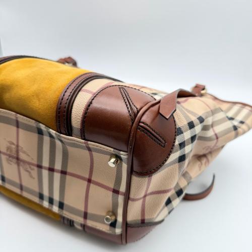 Burberry Haymarket Check Suede Tote Bag photo 4