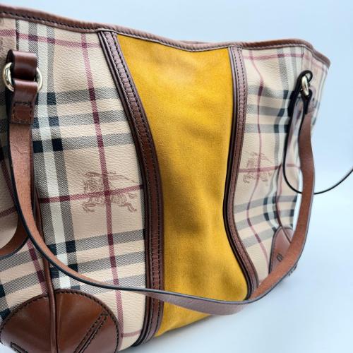 Burberry Haymarket Check Suede Tote Bag photo 6