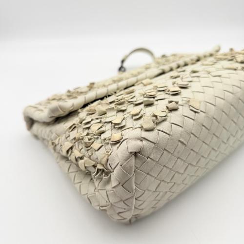 Bottega Veneta White Woven Leather Olimpia Shoulder Bag photo 8