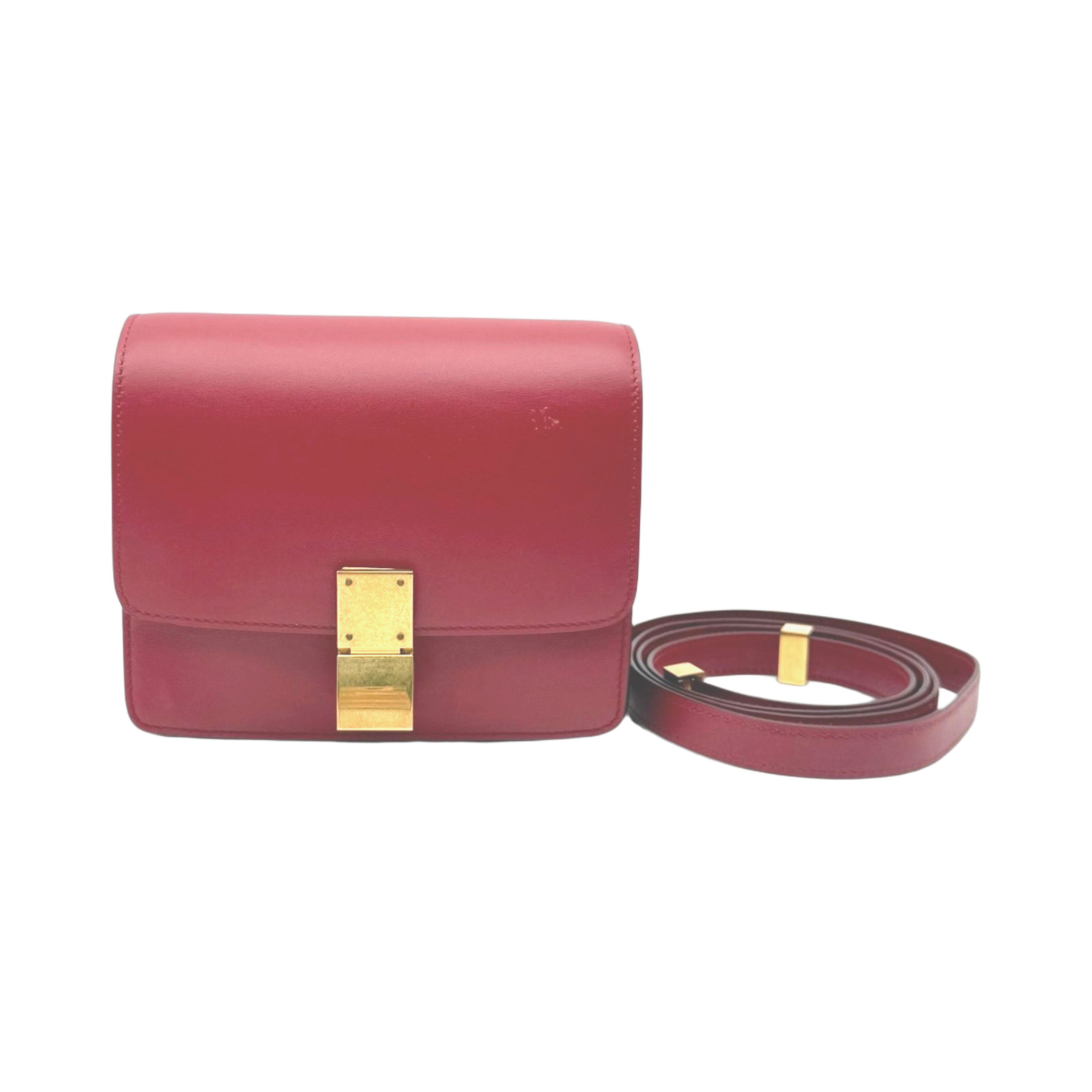Celine Red Leather Classic Box Bag