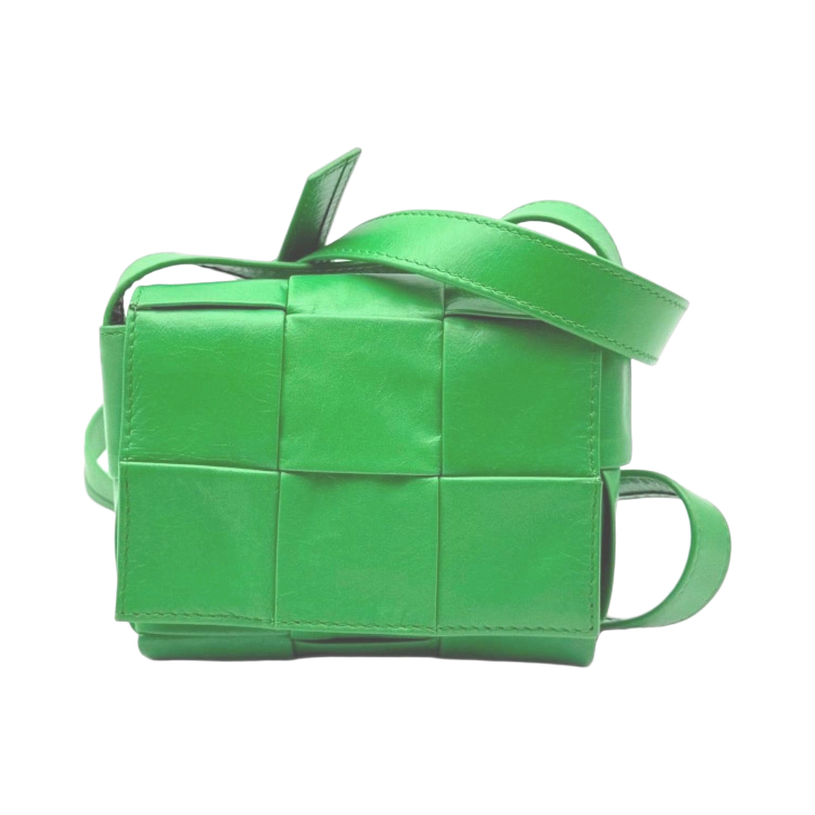 Bottega Veneta Green Intrecciato Leather Candy Cassette Crossbody Bag
