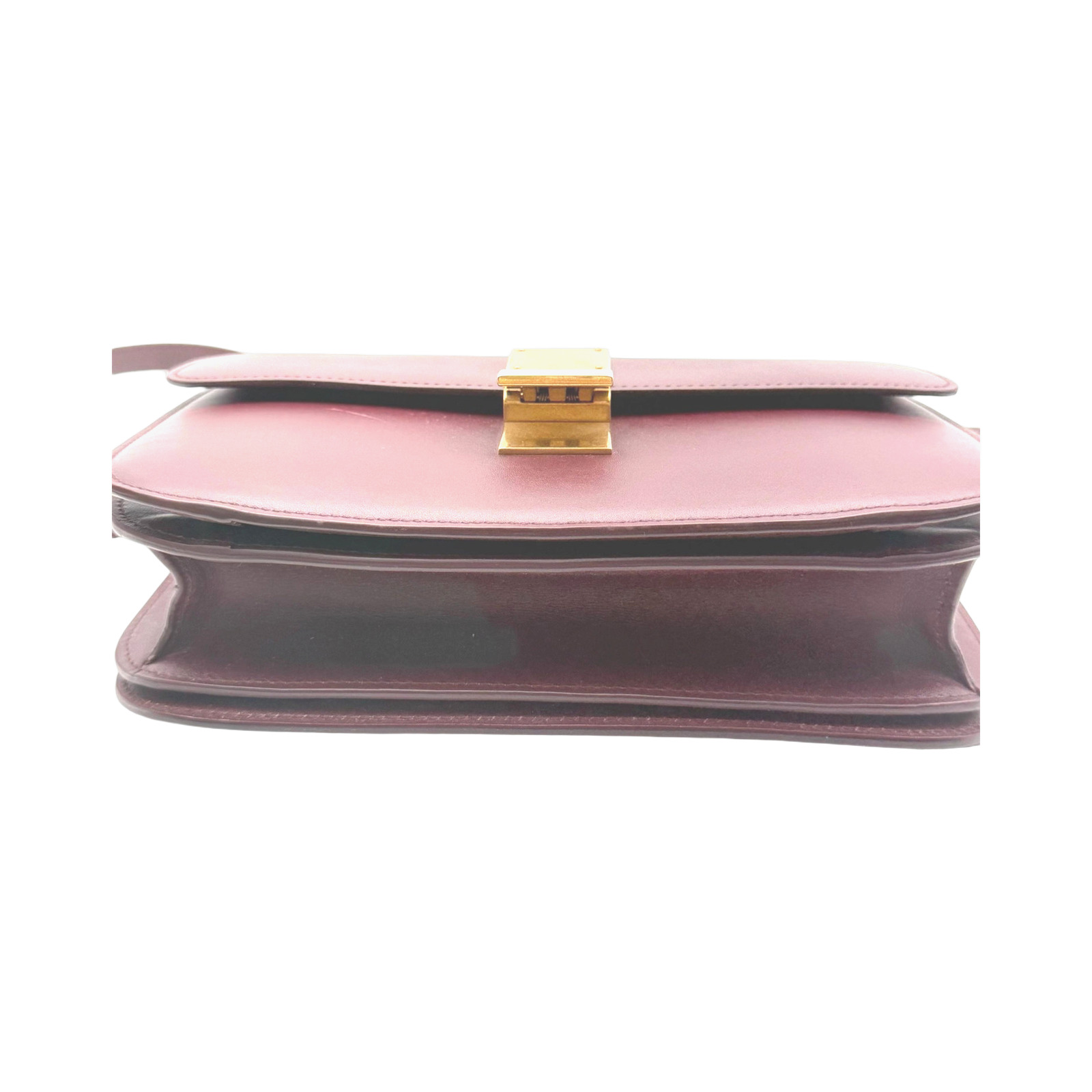 Celine Burgundy Leather Classic Box Shoulder Bag photo 3