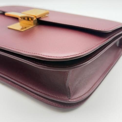 Celine Burgundy Leather Classic Box Shoulder Bag photo 6
