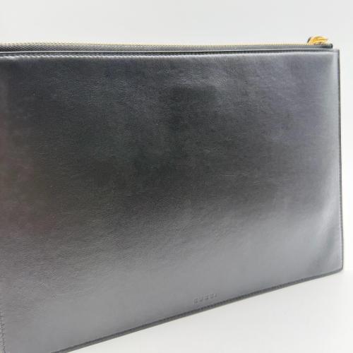 Gucci Black Leather Blind For Love Zip Pouch photo 6