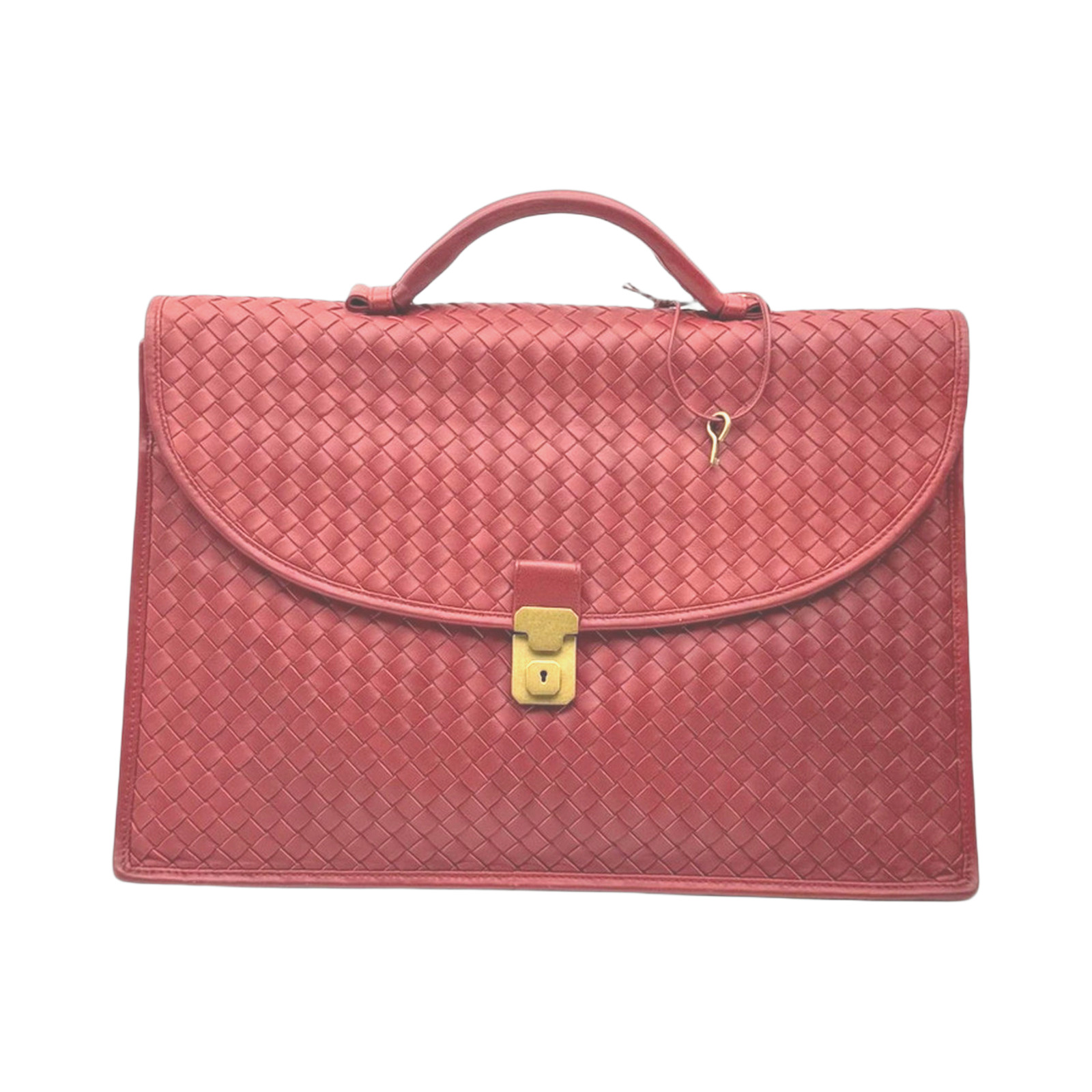 Bottega Veneta Red Intrecciato Leather Business Bag