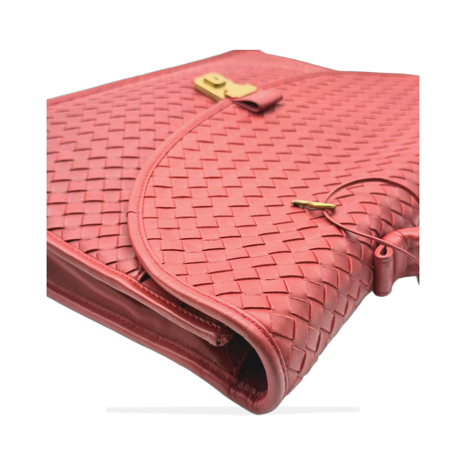 Bottega Veneta Red Intrecciato Leather Business Bag photo 4