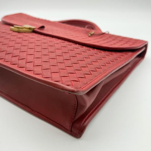 Bottega Veneta Red Intrecciato Leather Business Bag photo 6